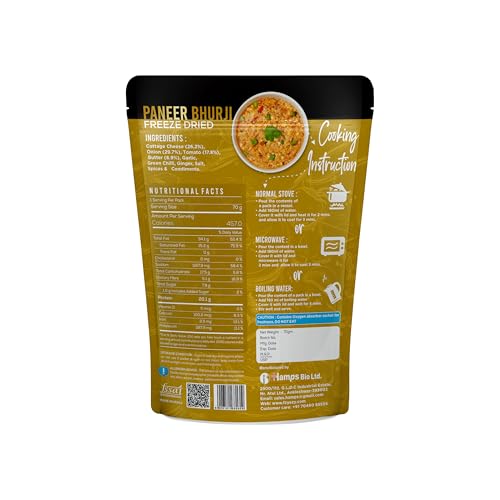 Image of FzyEzy Gourmet Freeze-Dried Paneer Bhurji - Authentic Indian Culinary Delight | Instant Ready-to-Eat Paneer Dish | High-Protein Jain-Friendly Meal | Gluten-Free | Preservative-Free | Just Add Hot Water | Rich Taste & Aroma Preserved | 70g Pack