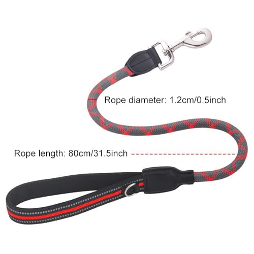 Short Dog Leash, Elastic Nylon Leads, Dog Training Lead Rope with Padded Handle & with Reflective Stitching for Small Medium Large Dogs - Image 2