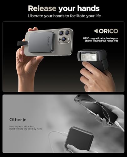 Image of ORICO 512GB Magnetic Portable SSD, 4K 120 fps ProRes HDR Record and Store, Up to 2000MB /s, USB 3.2 Gen 2x2, External Solid State Drive, Compatible with iPhone 16 Pro Max, Tablet, Computer - K20