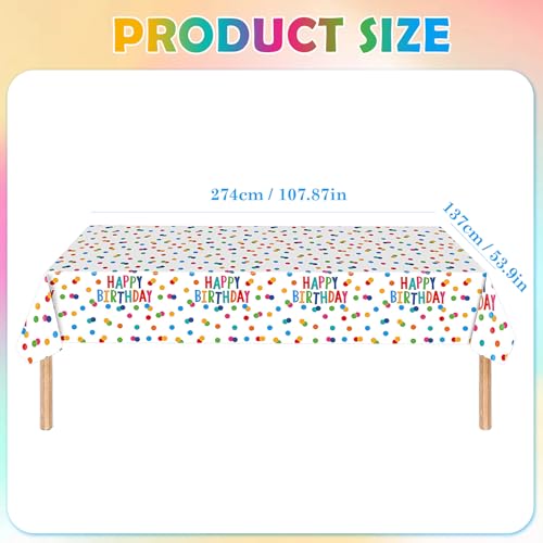 Miniatura 2 de Ziyonix 2 Piezas Manteles Cumpleaños Infantil, 137 X 274cm Mantel De Plástico Impermeables Para Fiesta, Manteles Puntos Desechables Para Fiesta De Cumpleaños De Niñas Niños