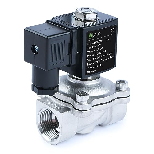 U.S. Solid Válvula solenoide de acero inoxidable G 12 V CC normalmente cerrada NC 10 bar, válvula eléctrica para agua, aire, diésel, queroseno, gasolina