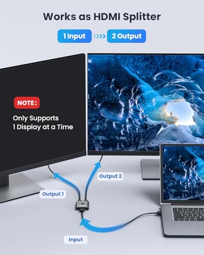 Image of vilcome HDMI Switch 4K@60Hz, Bidirectional HDMI Splitter 2 in 1 Out, Aluminum HDMI Switcher Supports Ultra HD 4K 1080P 3D HDR, Compatible for Fire Stick, PC, Xbox, PS5 /4 /3, Roke, Blu-Ray Player