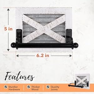 Autumn Alley White Farmhouse Toilet Paper Holder Wall Farmhouse Bathroom Decorative Accessories Country White Washed Wood Galvanized Metal Matte Black Metal Adds Rustic Bathroom Charm