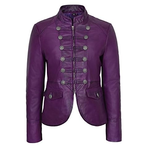 Victory Ladies Purple Military Style Leather Jacket Cover