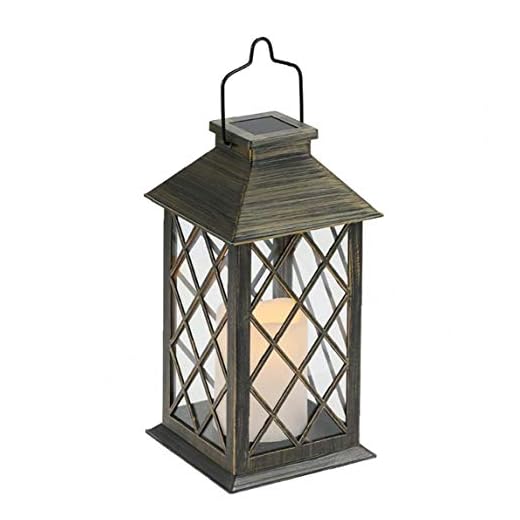 Höga vintage ljuslykta med LED flimrande flamlösa ljus (bekymrad brons) – LED-ljuslyktor dekorativ – inomhus hängande lampor – ljus och hållare