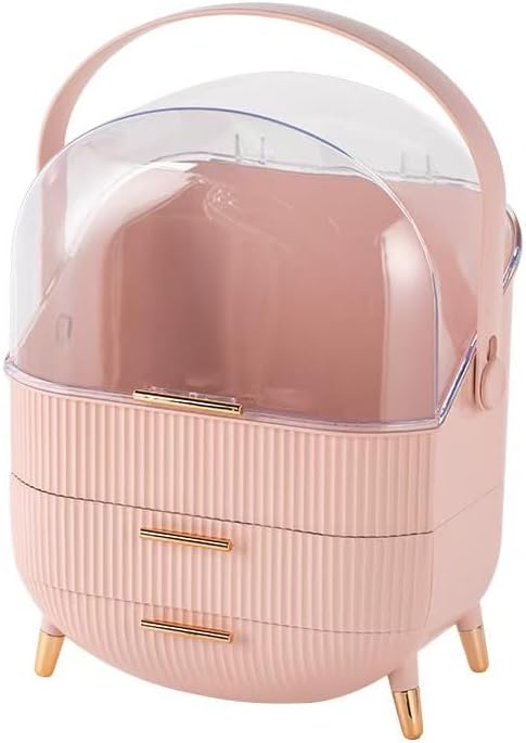 Makeup Organizer,Skincare Organizer with 2 Drawers and Transparent Cover,Cosmetic Display Case for Vanity Organizer and Bathroom Countertop Storage.(White) (style E)