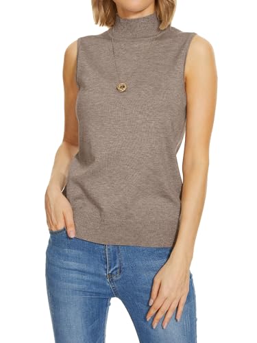 Image of INKOFF Sleeveless Mock Neck Turtleneck Knit Tops Women Dressy Casual Sweater Vest Business Work Tank