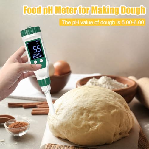 Yewhick Digital pH Meter for Food, Food pH Tester with High Accuracy pH Probe for Sourdough and Bread, Food pH Meter for Canning, Meat, Cheese, Solid Samples and Water, 0.01 Resolution - Thumbnail 5