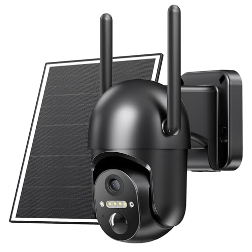 Tefrio Solar Security Cameras Wireless Outdoor with 360&deg; Panoramic Viewing, 2K Live Video, Color...