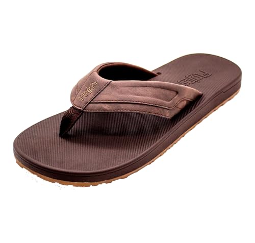 Flojos Cosmo Men's Flat Sandal, Strap W/Memex Bed, Brown/Gum
