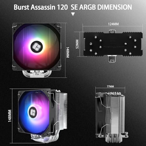 Image of Thermalright Burst Assassin 120 SE ARGB CPU Cooler, 6 Heat Pipes Heatsink Cooler, 12cm PWM Fan CPU Air Cooler, AGHP Technology, for Intel LGA1851 /1700 /115X /1200