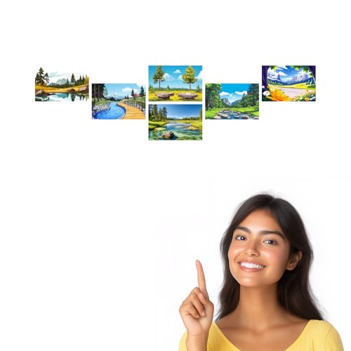 Image of SiddArtify Nature Wall Art Poster Print Set - Landscape Scenery Decor for Living Room Bedroom Office - Set of 2-4x6 Inch - Board (Pack of 6) - Sticker (Pack of 6)
