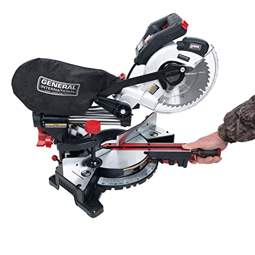 General International 7-1/4" Compound Sliding Miter Saw - 10A Dual Slide Rail Chop Saw With 0-45° Bevel & 1Mw Laser Alignment System - Ms3002 #TOP1