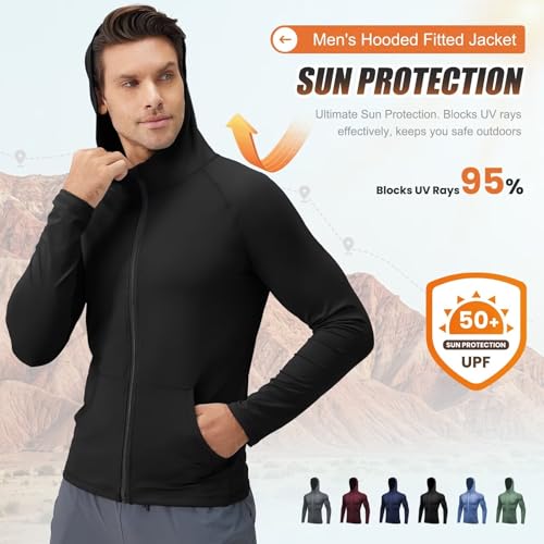 Tesuwel Jaqueta atlética masculina para corrida, treino, caminhada, zíper completo, proteção solar,