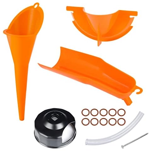 Oil Filter Wrenches &Oil Funnel,Motorcycle Primary Case Oil Funnel, & Crankcase Fill Funnel +Drip Free Oil Filter Funnel + O-Ring #11105 Primary Drain Plugs fit for Harley Sporster Dyna Cover