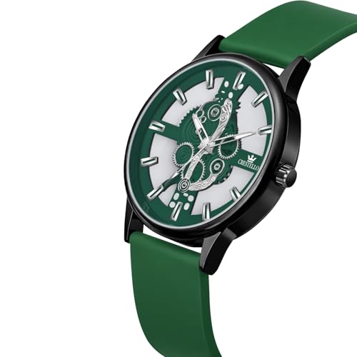 Image of CRESTELLO Silicone Strap Analog Wrist Watch for Men (Black /Blue /Green /Brown /Grey) | 1 Year Warranty* | CR-BK254
