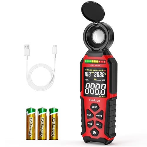 Light Meter Lux Foot Candles Meter 0~400,000 Lux Range, Large Backlit Display, Light Meter for Plants Luxmeter Light Meter Digital Illuminance Meter Handheld