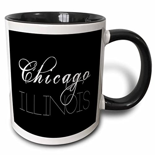 3dRose Cities Of The World - Chicago, Illinois 11oz Two-Tone Black Mug