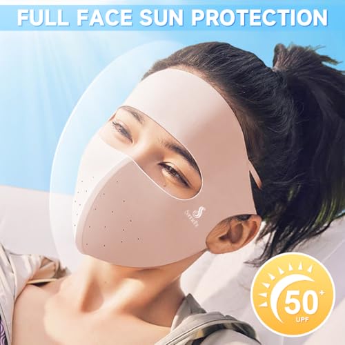 Image of SANNIDHI Full Face Mask for Sun Protection, 3D Face Cover for Women Men, UPF 50+ Summer Face Mask for Women, Breathable Ice Silk Cooling Sun UV Masks for Biking, Driving (Reusable)