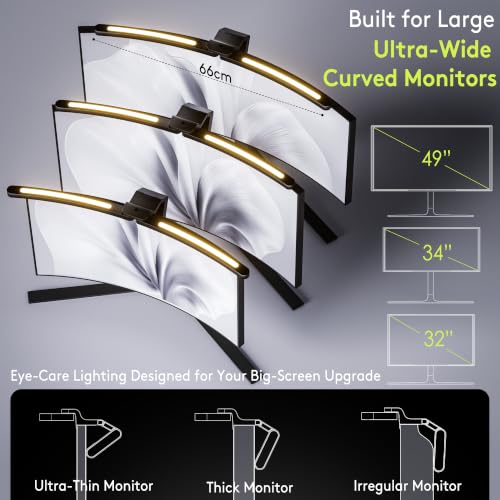 Image of Quntis Curved Monitor Light Bar for 34 inch+ Ultrawide, Curve-Matching Pivoting