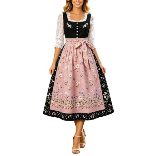 Sdeycui Womens Printed Dirndl Midi Dress Fashion Bavarian Oktoberfest Dress