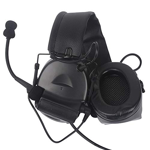 QIRUIMY Tactical Head Mounted Headset with Detachable Microphone, Outdoor Sports Games Cosplay Communication Headphone Without Noise Reduction Function, Black