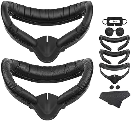 VR Facial Interface for Oculus Quest 2 Face Pad Replacement, 2PCS PU Leather Foam Cushion Pad for Meta Quest 2 with Vr Lens & Thumbstick Covers, 5PCS Disposable Eye Covers — view 7