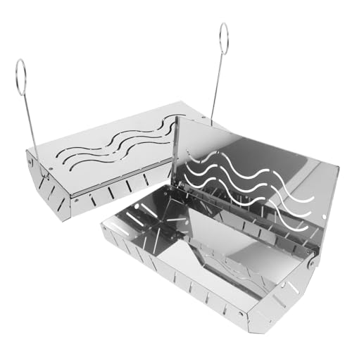 CIYODO 2 Stück Set Räucherboxen mit Deckel Bbq Grill Zubehör für Gas und Holzkohlegrills Vielseitige Smoke Boxes für Holzchips Verbesserte Aromaintensität Tragbar und Flexibel Einsetzbar