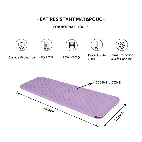 EIOKIT-Silicone-Heat-Resistant-Travel-Mat-Pouch-for-Hair-StraightenerCrimping-IronHair-Curling-IronHair-Curling-WandFlat-IronHair-Waving-Iron-2-Pack-Roman-PinkMisty-Mauve