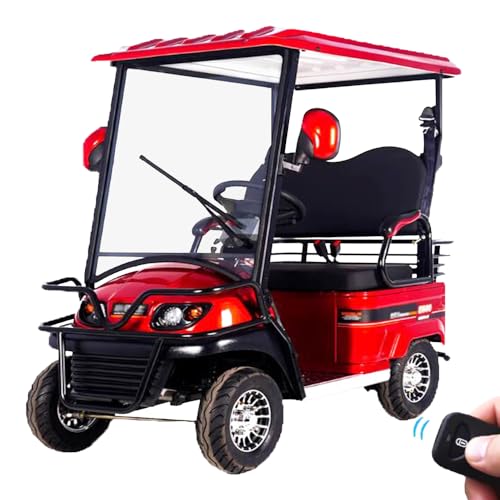 DIMHLCDZA 2-Seat Passenger Cruiser Golf Cart,Portable Electric Golf Cart,50 Mile Range,Charge with Standard 120V Outlet Electric Passenger Cart–with Extra Large Capacity Storage Trunk - red