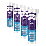 Metylan Maler-Acryl Wand & Decke, für innen und außen, weiß, überstreicbar; 1x300ml (Packung mit 4)