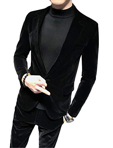 CALVINSUIT Hombre Slim Fit 2 Piezas Traje de Terciopelo de los Hombres para la Boda de los Hombres