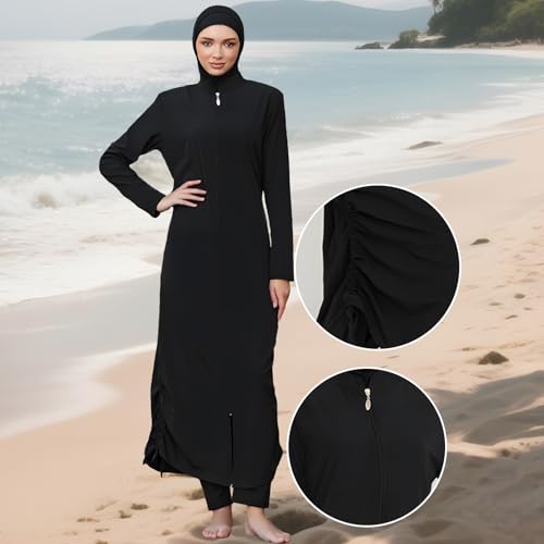 MOTIVE FORCE Modest Swimsuits Muslim Swimsuit Womens Swimwear Islamic Arabic Half Sleeve Burkini Swiming Dress Suit