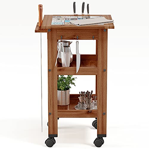 Carrinho de Churrasco Mesa Gourmet Bistrô Churrasqueira W02 Madeira Maciça Imbuia - Lyam Decor