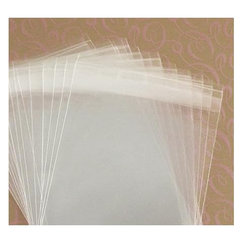 MyCraftSupplies 4 15/16 x 6 9/16 in A6 + Envelope Size Resealable Clear Cello Bags - Tape on Lip (Flap) Set of 100 Cover