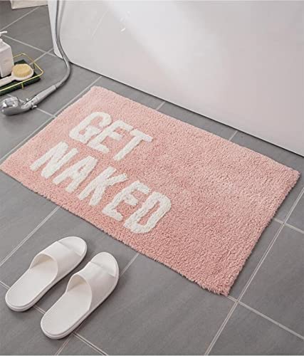 Badvorleger rutschfest Waschbar - 100% Baumwolle Badematte rutschfest, Badezimmerteppich mit rutschfeste Matte, Bad Teppich für Badezimmer 50*80cm, Rosa Cover