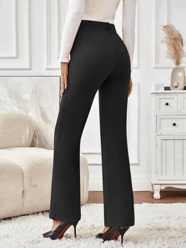 LILLUSORY Womens Stretchy High Waisted Dress Pants Business Casual Flare Slacks Office Work Pull On Trousers with Pockets4