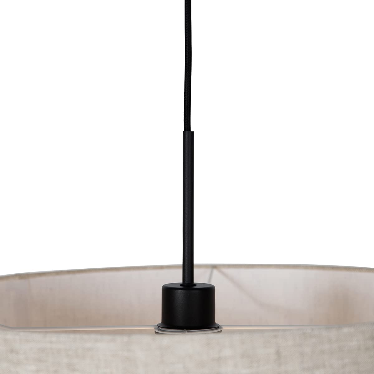 Qazqa Moderno Lámpara colgante rústica negra pantalla beige 50 cm - COMBI 1 Textil/Acero Redonda Adecuado para LED Max. 1 x 60 Watt