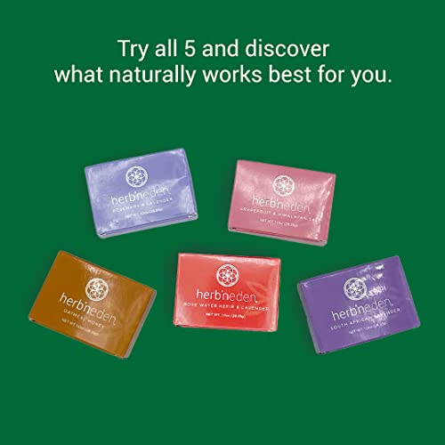 Herb’n Eden Pack Of 5 Soaps For Women | 100% Natural Ingredients | Essential Oils | Dry, Sensitive, Oily, Mature, Combo, Normal, Eczema, Psoriasis Skin | Face, Body, Yoni | 1Oz Bar Samples #TOP1