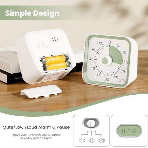 Visual Timer for Kids, Countdown Timer with Pause Function, White - Image 4