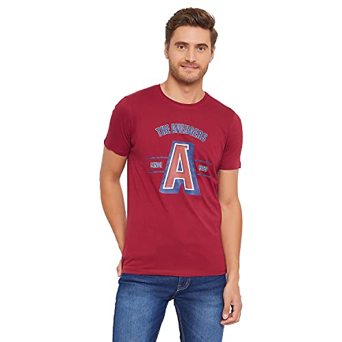 Image of Marvel Men Round Neck Short Sleeves Knitted T-Shirt