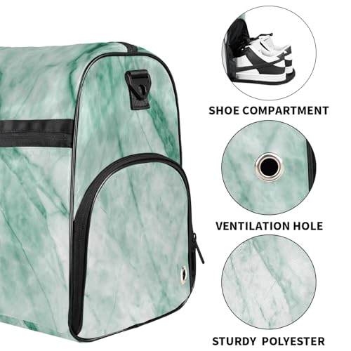 Mint Green Travel Duffle Bag Large Gym Tote Bag for Women, Weekender Bag Carry on Bag for Airplane, Marble Texture Personal Item Travel Bag3