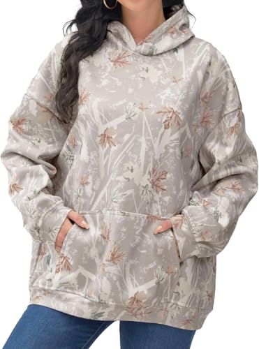 Sujama Camo Hoodie Women Mens Oversized Fleece Maple Leaf Hooded Sweatshirts Pullover Casual Camouflage Hoodies with Pockets