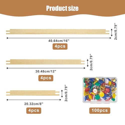 6 Sets Stretcher Bars for Needlework with 100 Tacks for Women's Birthday Gifts,3 Sizes 12pcs Wooden Canvas Splicing Stretcher Bars Needlepoint Embroidery Stitch Frame Set for Crafts Art