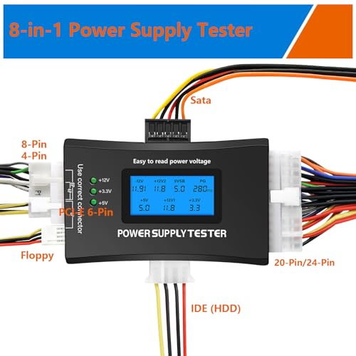 20/24 4/6/8 PIN LCD Computer Tester di Alimentazione per PC con Display LCD, Tester alimentazione PC per computer, per connettori ATX/ITX/IDE/HDD/SATA/BYI Tester alimentazione - Alimentatore - Immagine 4