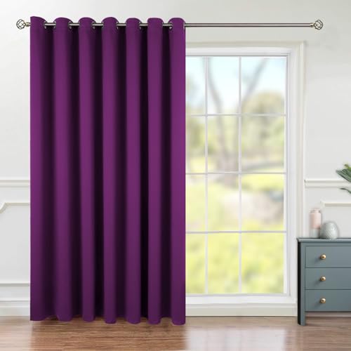 BGment Purple Sliding Door Curtain 96 Inch Long - Wide Room Darkening Room Divider Curtain for Bedroom Privacy Themral Insulated Grommet Room Separator Drape, 1 Panel, 100 X 96