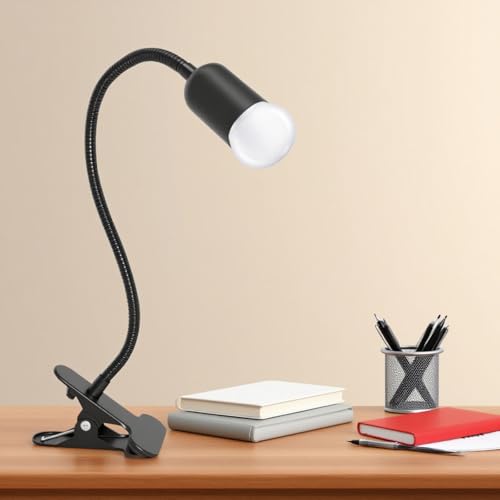 Sudnsadaks Lampenfassung E27, Klemmlampe mit Stecker und 120 cm Kabel, 360° Verstellbarer Schwanenhals, Klemmleuchte mit Schalter für Tiere, Wachsende Pflanze, Tischlampe, Schwarz (Ohne Glühbirne)