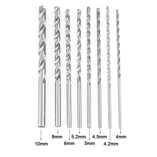 Haosie 8PCS Wood Drill Bits, 200mm Extra Long, Twist, for Soft Metal Aluminum, Wood, Plastics (4/4.2/4.5/5.5/5.2/6/8/10mm) - Image 2