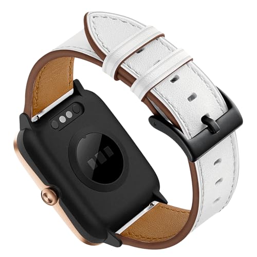 Correa de Reloj Hatolove para Amazfit Active/Active 2, 20mm, Cuero Blanco, Ajustable, Ligera y Fácil de Cambiar