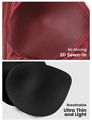 Yvette High Impact Women Sports Bra Front Closure Double Deck Mesh Running Bra For Plus Size, 15Aburgundy, 3Xl(Df) Coral Red #TOP3